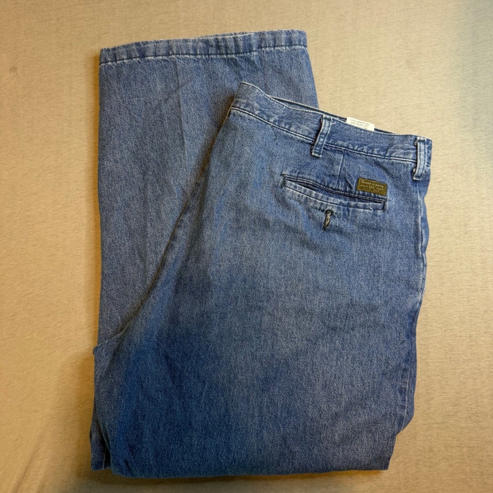 Lee Riveted Ultimate VTG Blue Denim Pleated Jeans Mens 42x30 Medium Wash Cotton